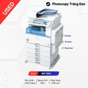 Máy Photocopy Ricoh Aficio MP 5001 là máy đã qua sử dụng từ các nước tiên tiến trên giới và vừa hết hạn bảo hành, máy còn mới từ 90% – 95%.